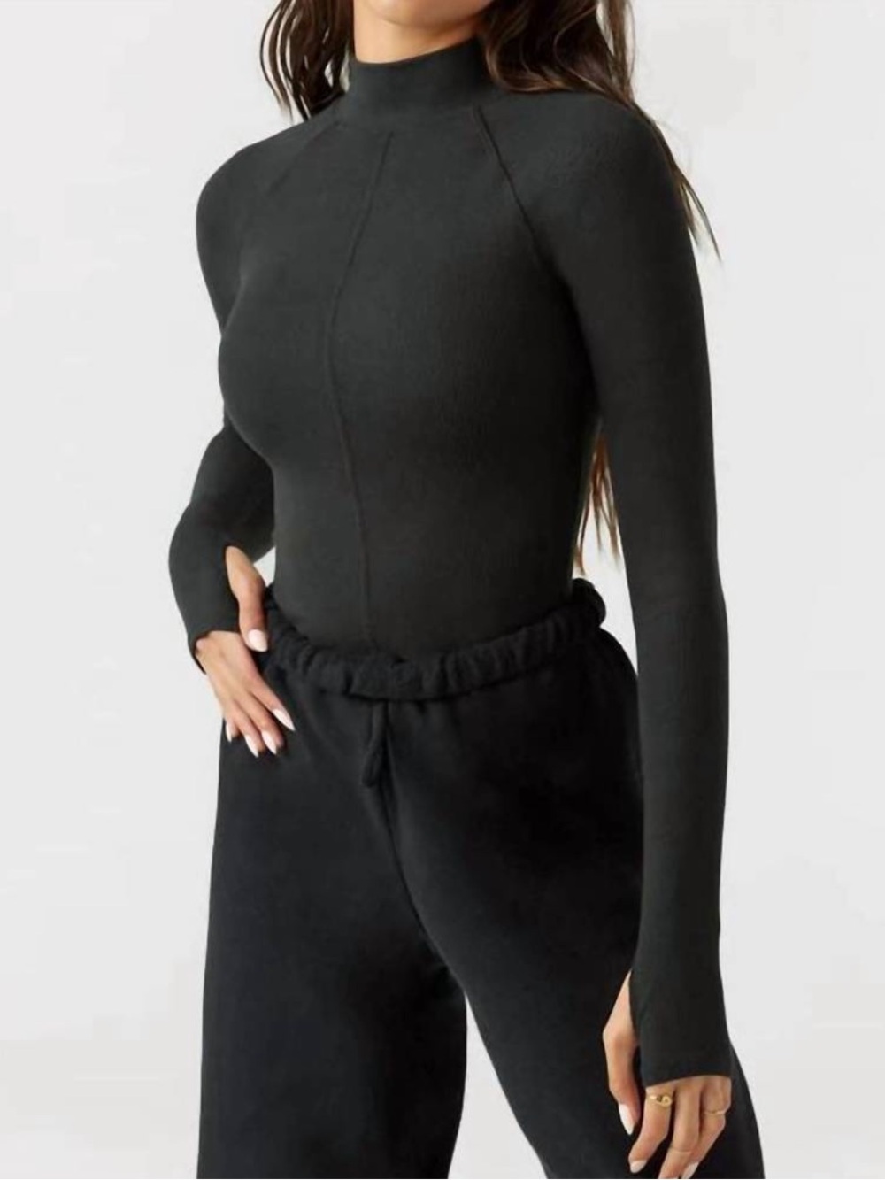 Joah Brown Stitch Mock Neck Long Sleeve Top - Picture 2 of 9